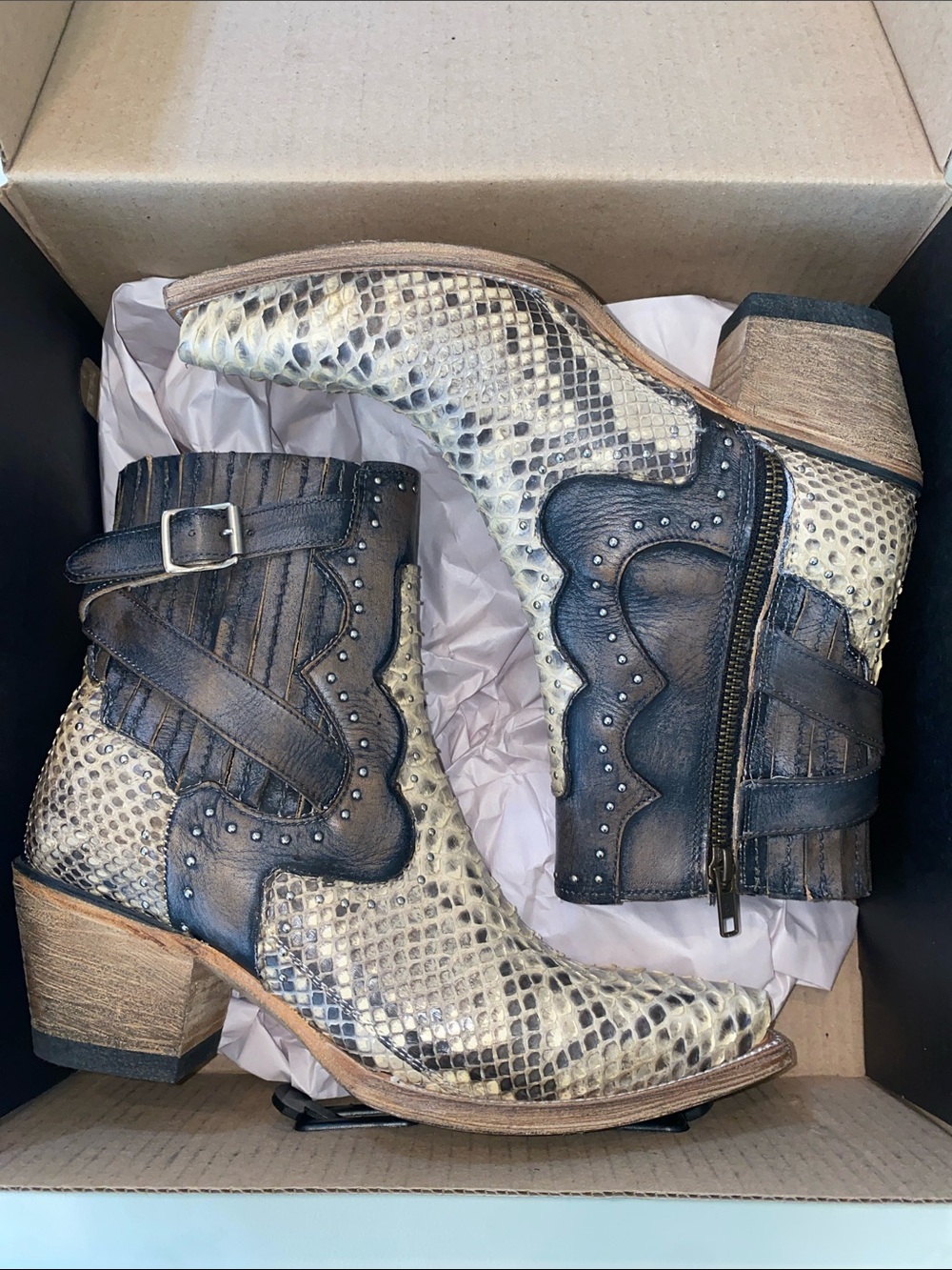 FREEBIRD Morgan python Ankle Boots